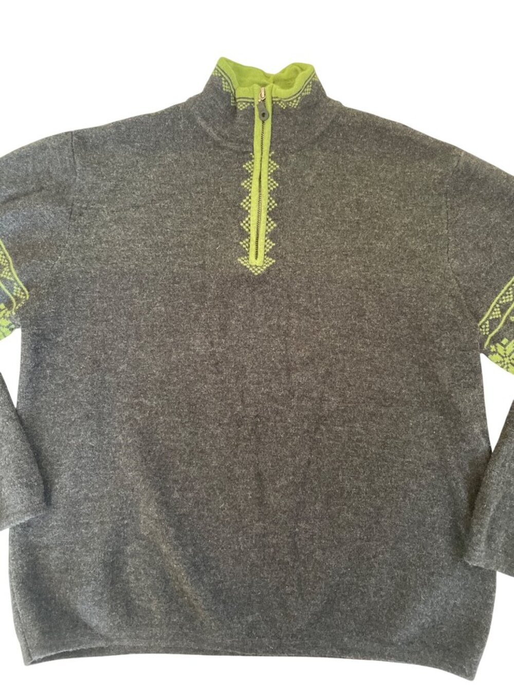 Neve Fair Isle Wool 1/4 Zip Pullover Sweater Nordic Gray Winter Ski Women's XL - Picture 2 of 10
